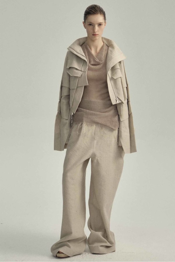 YEHUAFAN Ivory Wool Linen Jacket - Ivory