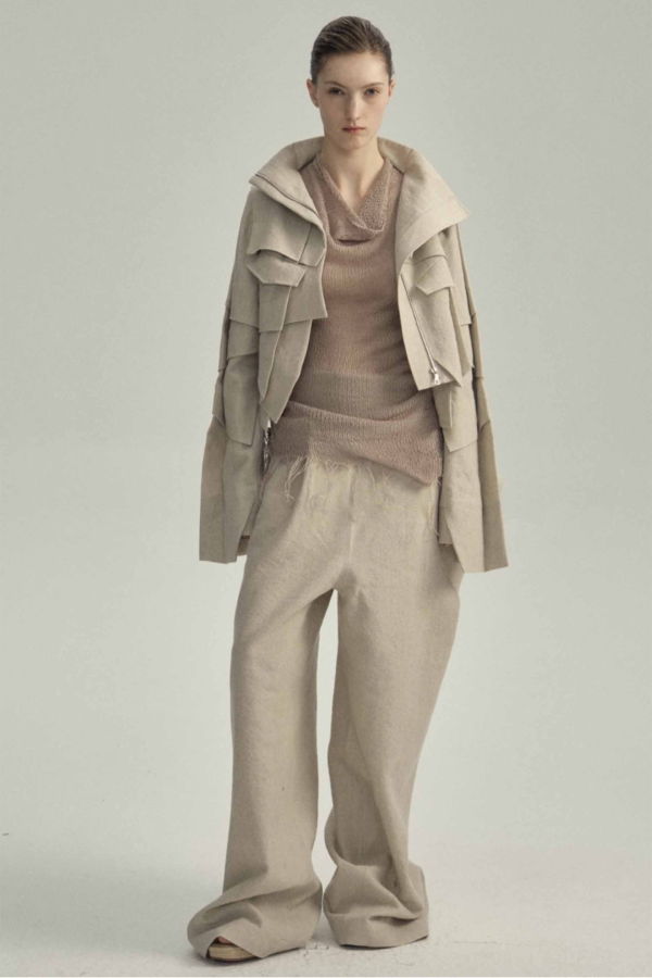 YEHUAFAN Ivory Wool Linen Jacket - Ivory