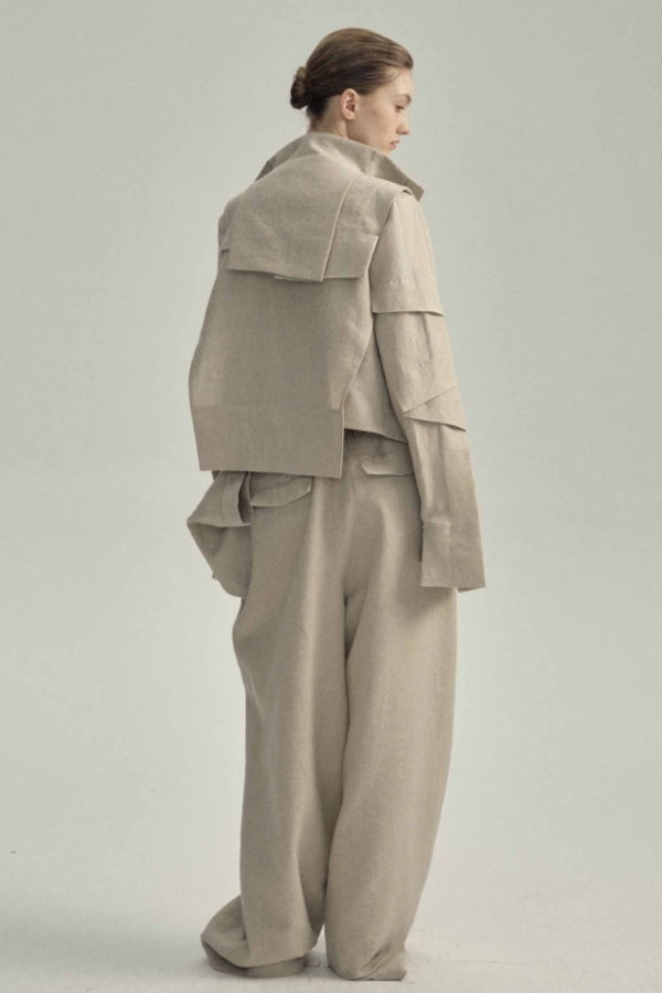 YEHUAFAN Ivory Wool Linen Jacket - Ivory