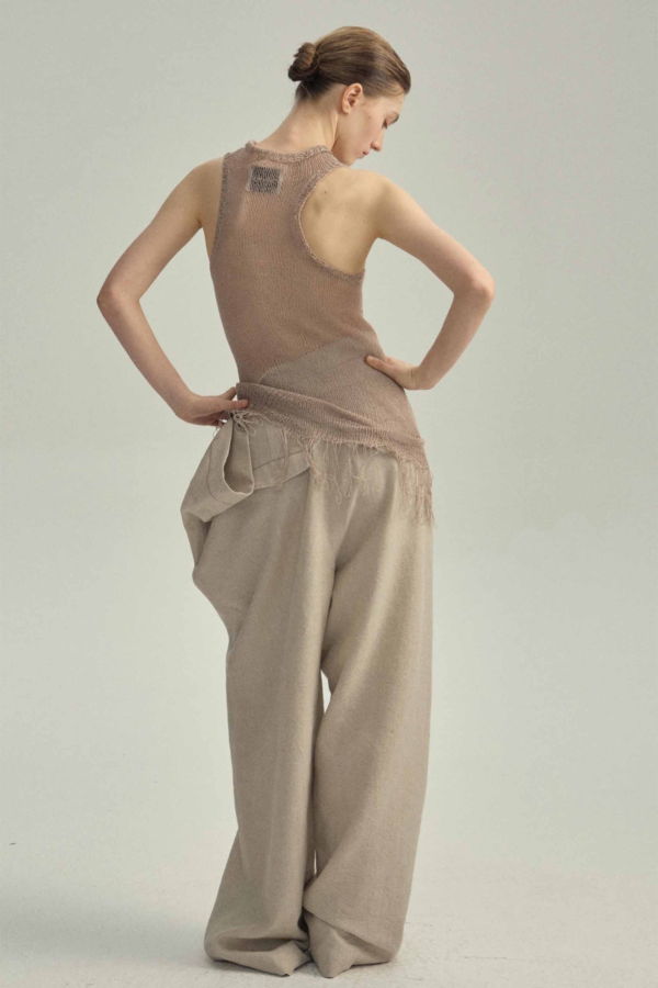 YEHUAFAN Ivory Wool Linen Pants