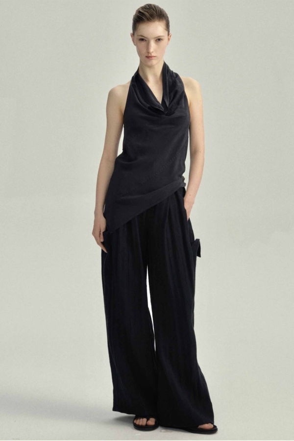 YEHUAFAN Linen Black Pants Pants