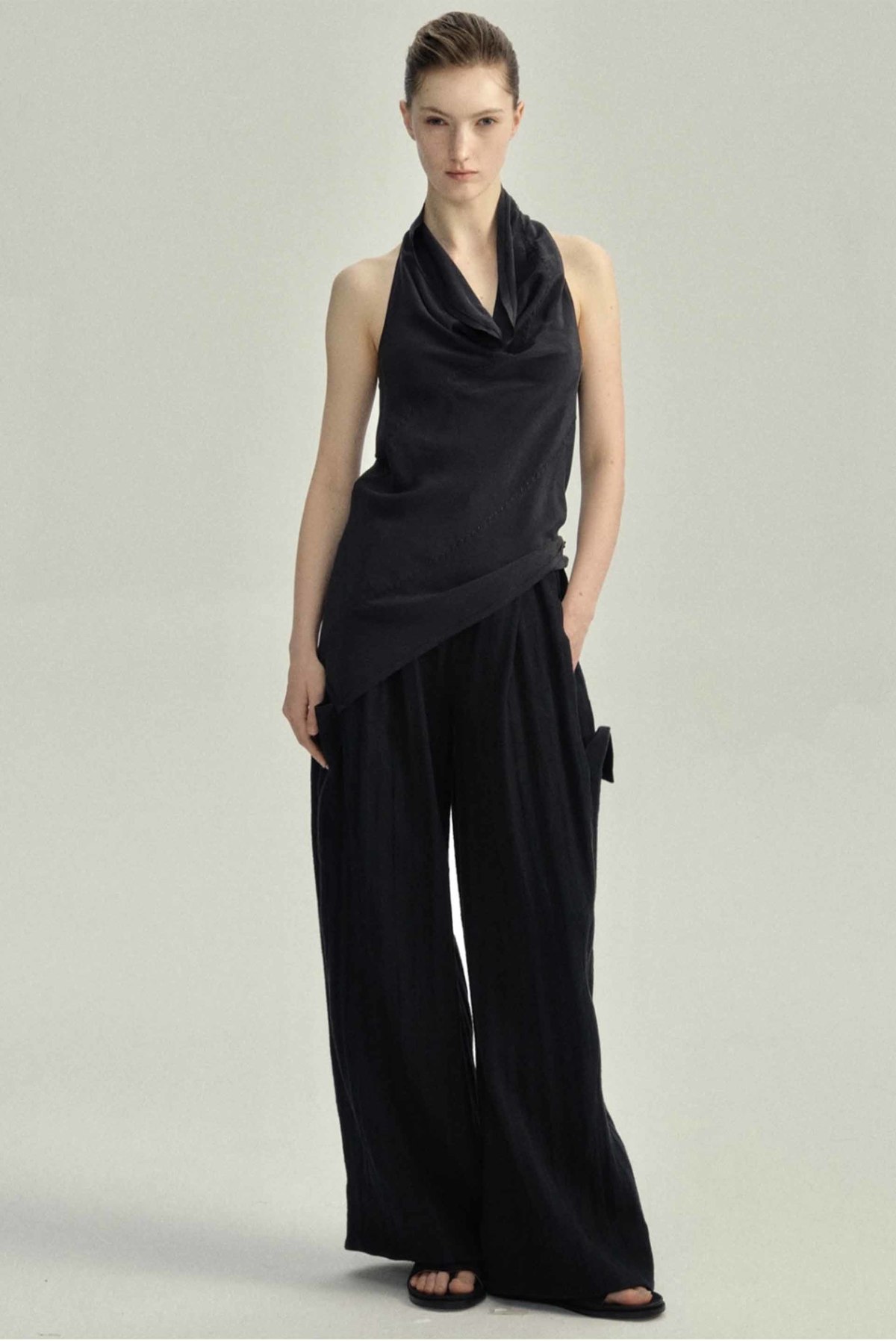 YEHUAFAN Linen Black Pants Pants - Image 1 of 2