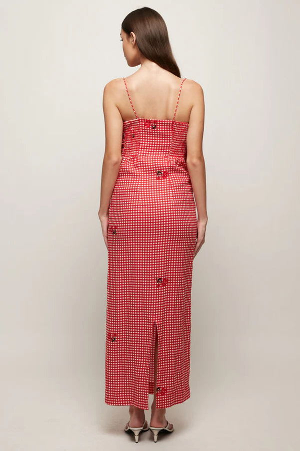 S/W/F Bow Front Midi Dress - Checkered