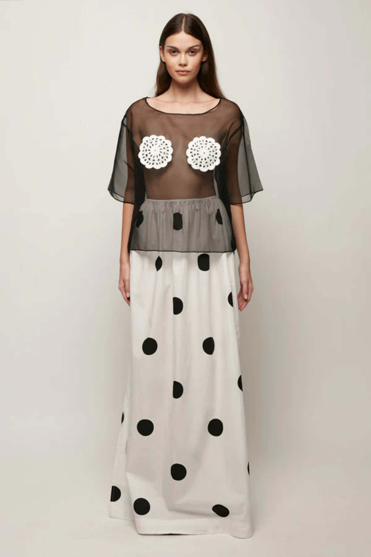 S/W/F Relaxed Split Maxi Skirt - Dots - Image 1 of 3