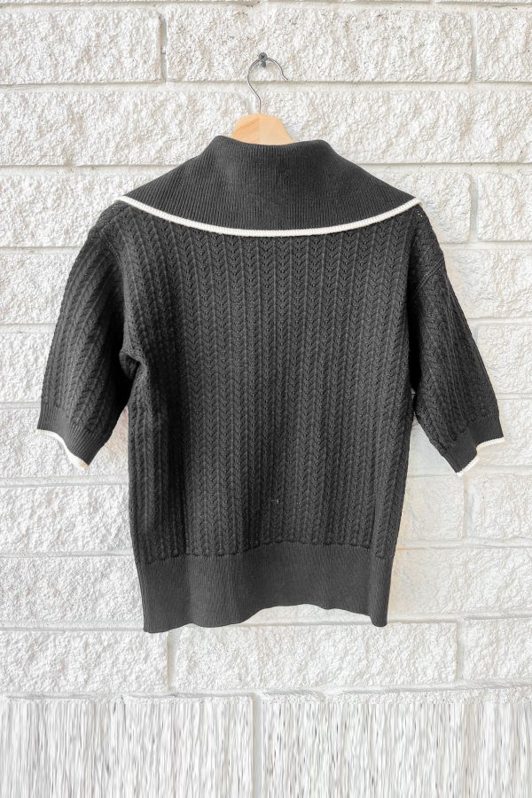 Varley Arney Half Zip Knit Polo Top - Black
