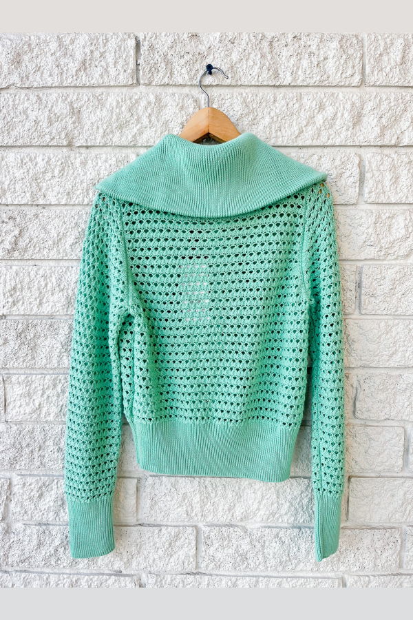 Varley Eloise Full Zip Knit Sweater - Dusty Jade Green