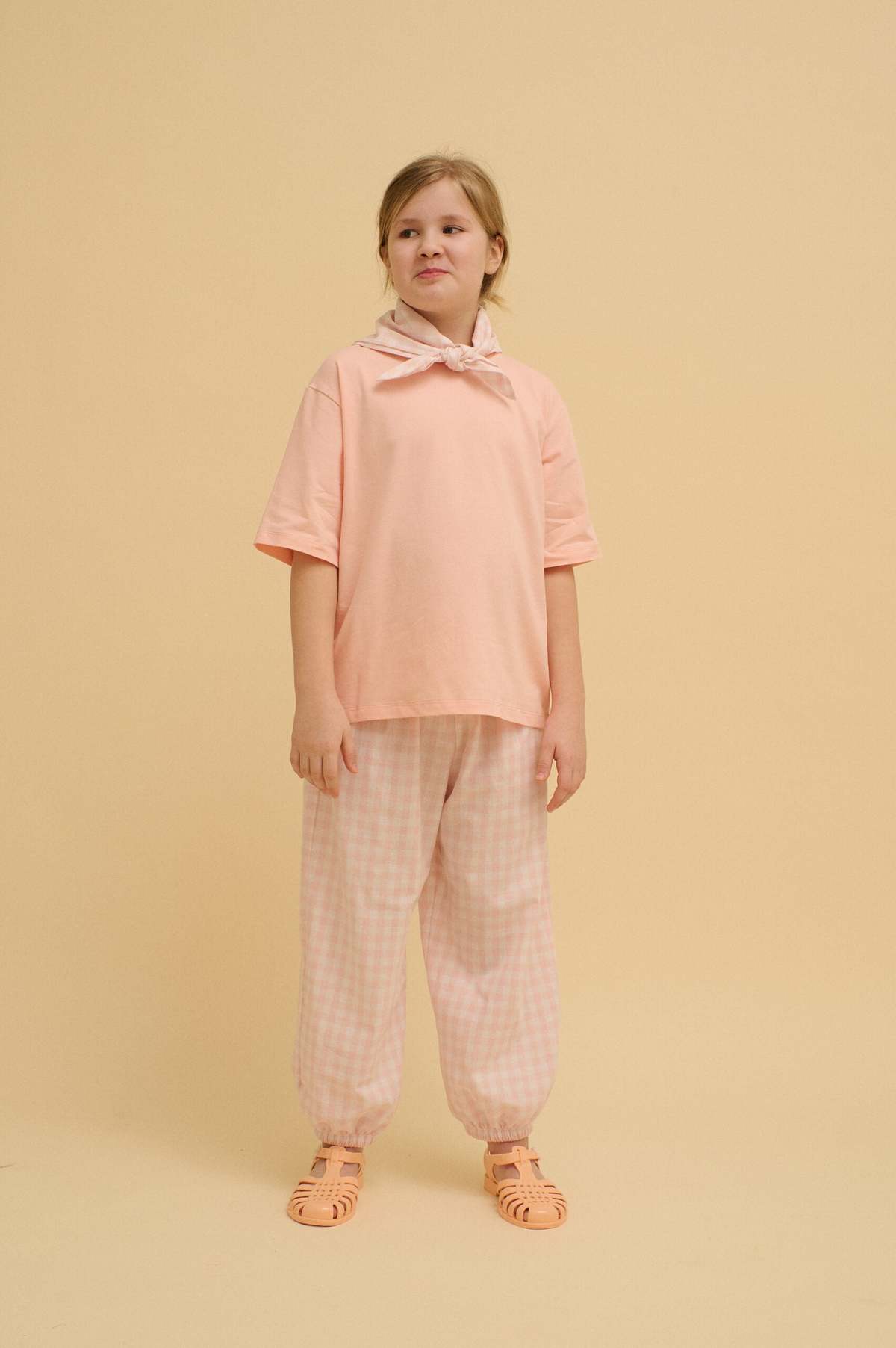KIDS OXOX Club Pink Checkered Balloon Pants - Image 1 of 4
