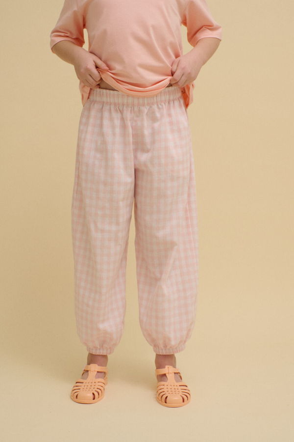 KIDS OXOX Club Pink Checkered Balloon Pants