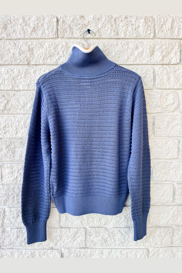 Varley Morwenna Half Zip Knit Top - Bijou Blue