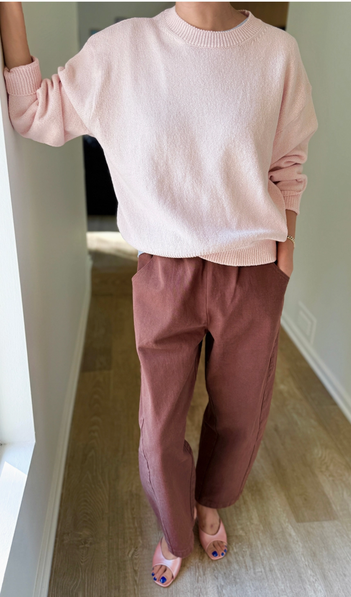 Le Bon Shoppe Milo Cotton Sweater - Rose - Image 1 of 3