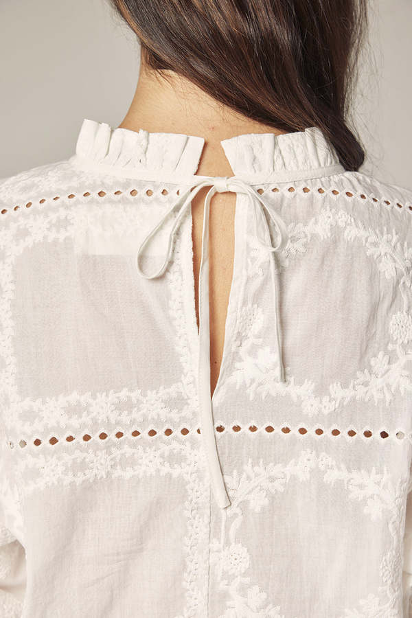 amente Puff Sleeve Tie Back Top - White