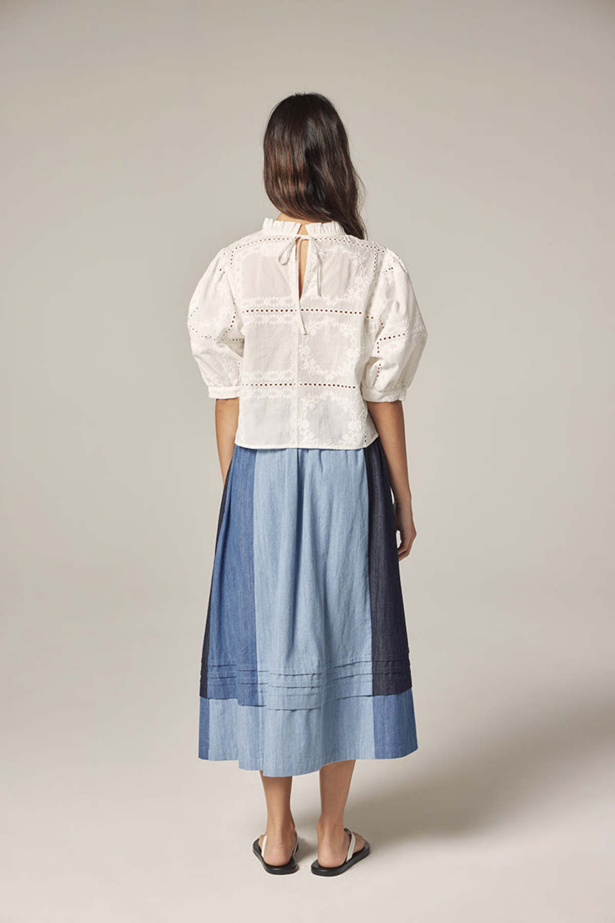amente Puff Sleeve Tie Back Top - White - Image 10 of 10