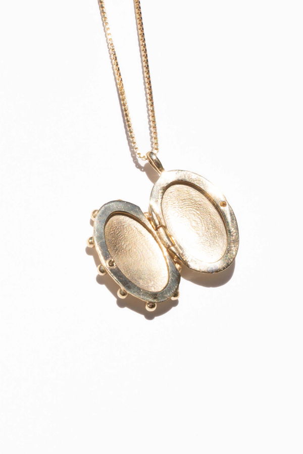 Moneh Brisel Sun Locket Necklace - Brass