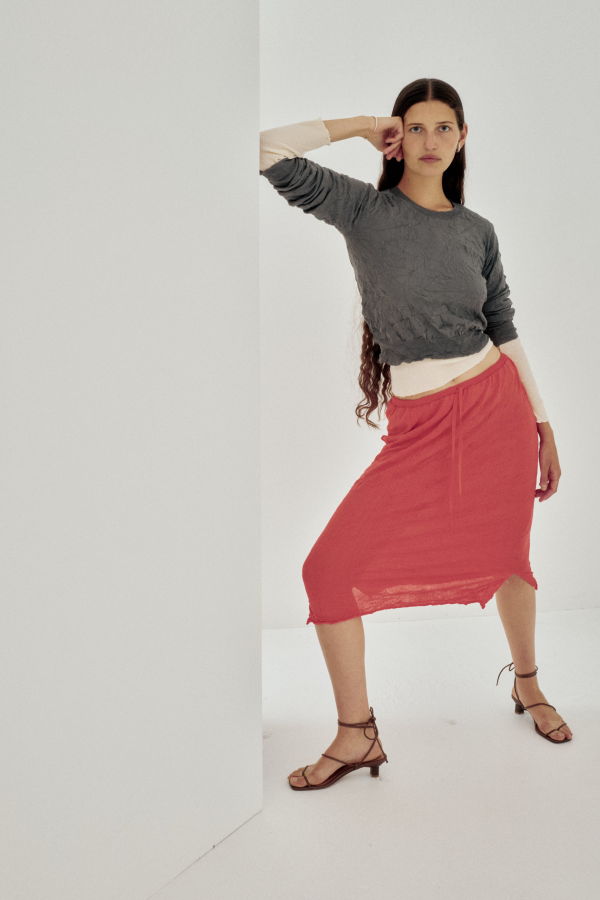 SAYAKA DAVIS NEW YORK Crinkled Knit Skirt