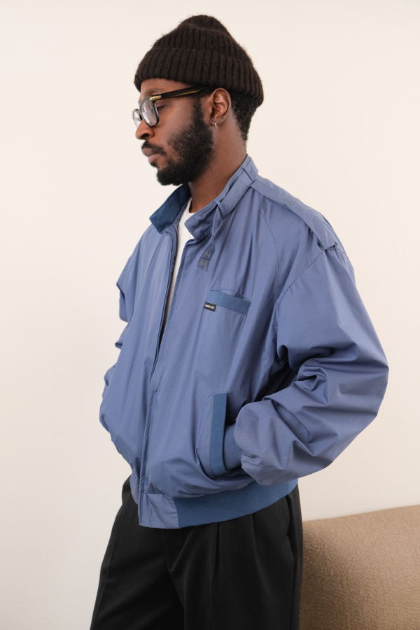 Hermine Vintage 80s Cotton Blend Golf Jacket - Blue