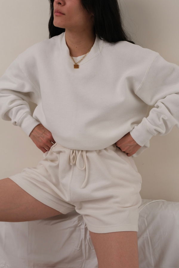 Hermine Vintage 90s Snow Cotton Blend Crewneck Sweatshirt - White