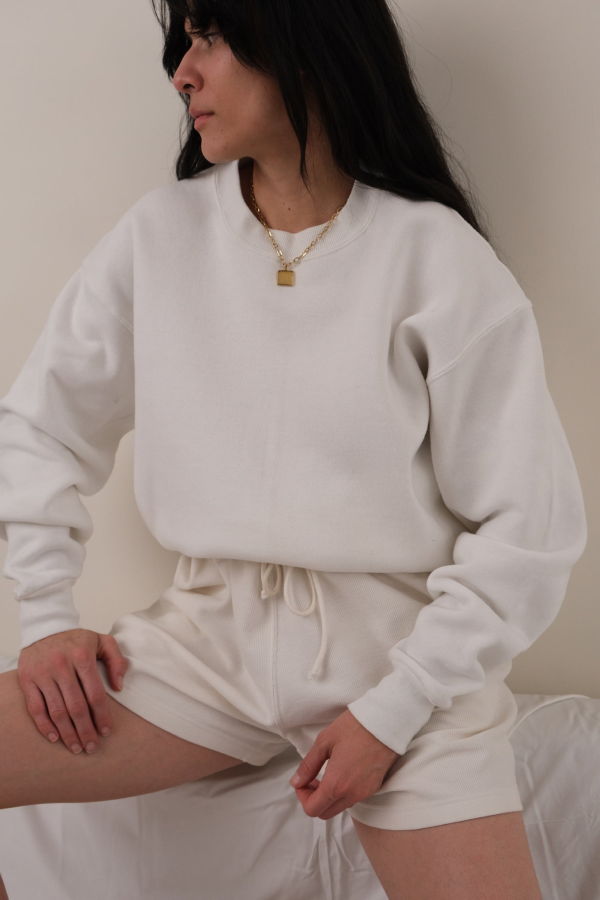 Hermine Vintage 90s Snow Cotton Blend Crewneck Sweatshirt - White