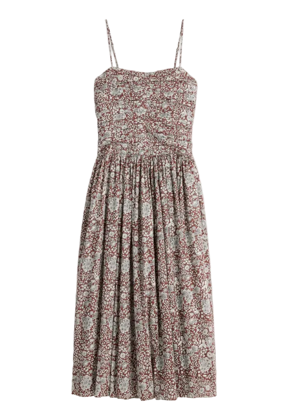 Apiece Apart Jana Ruched Bodice Maxi Dress - Clay Floral