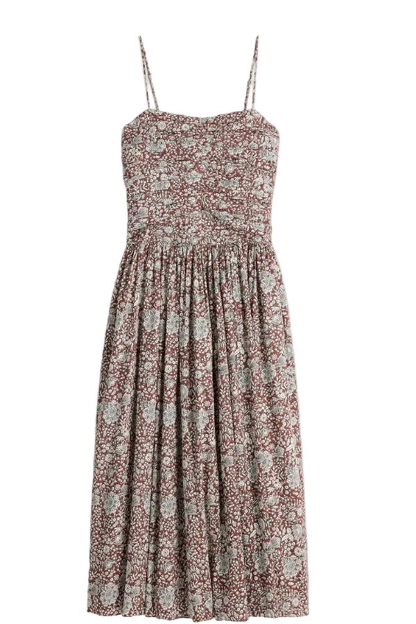 Apiece Apart Jana Ruched Bodice Maxi Dress - Clay Floral