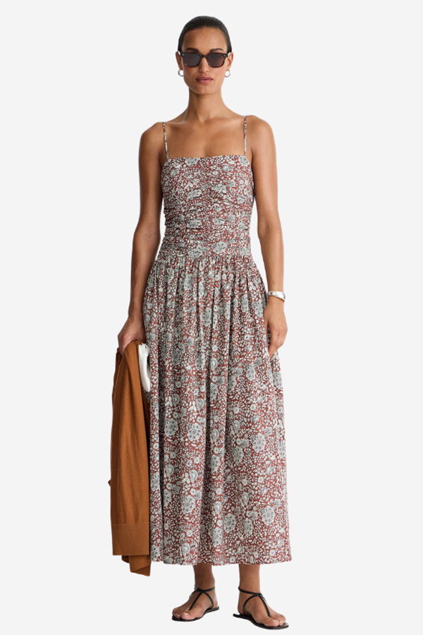 Apiece Apart Jana Ruched Bodice Maxi Dress - Clay Floral