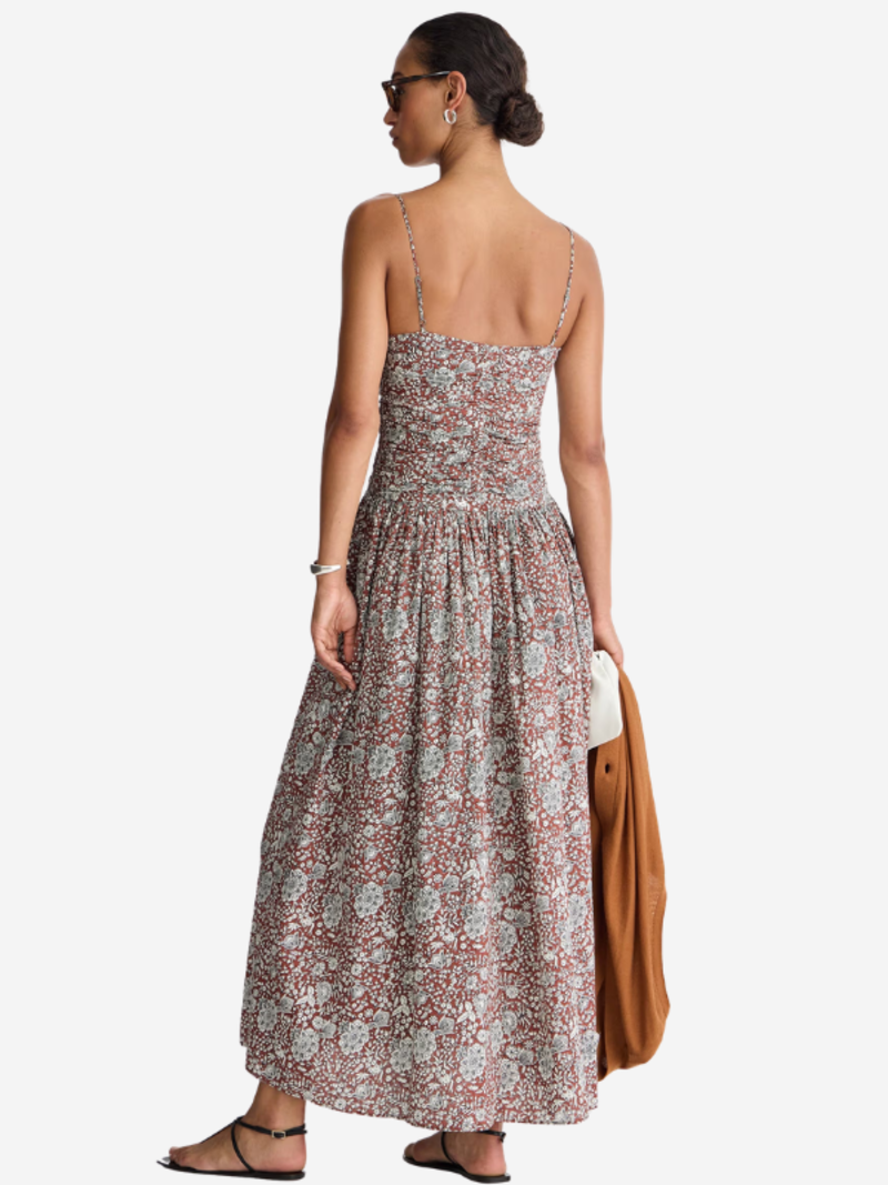 Apiece Apart Jana Ruched Bodice Maxi Dress - Clay Floral
