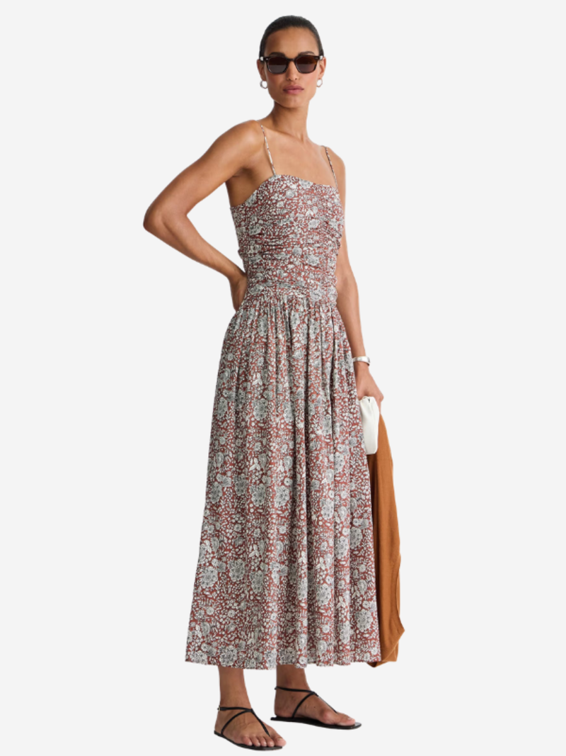 Apiece Apart Jana Ruched Bodice Maxi Dress - Clay Floral