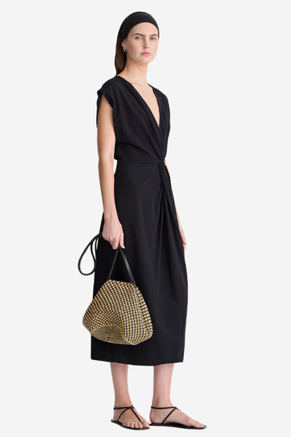 Apiece Apart Margit Twist Front Column Dress - Black