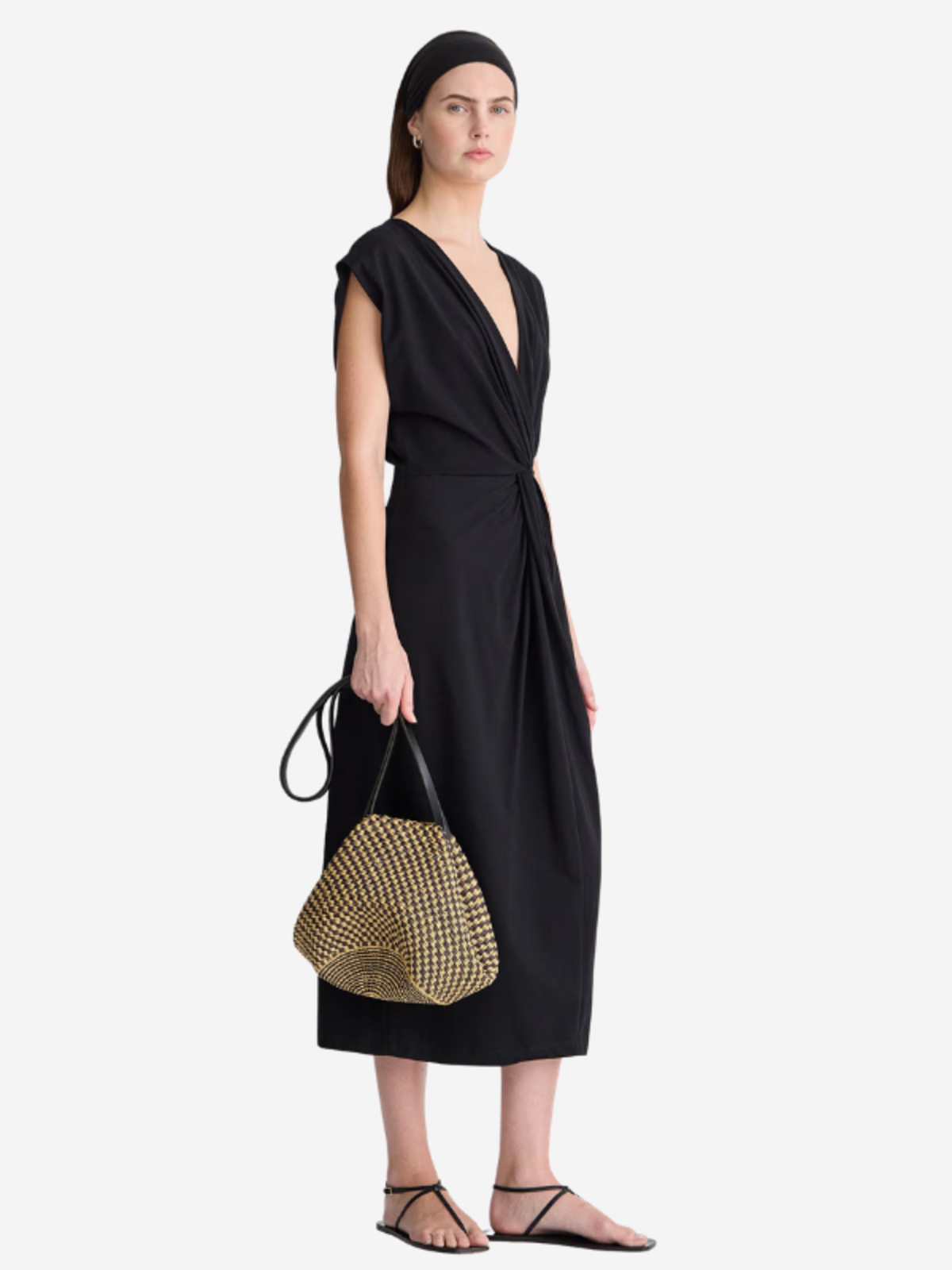 Apiece Apart Margit Twist Front Column Dress - Black - Image 2 of 4
