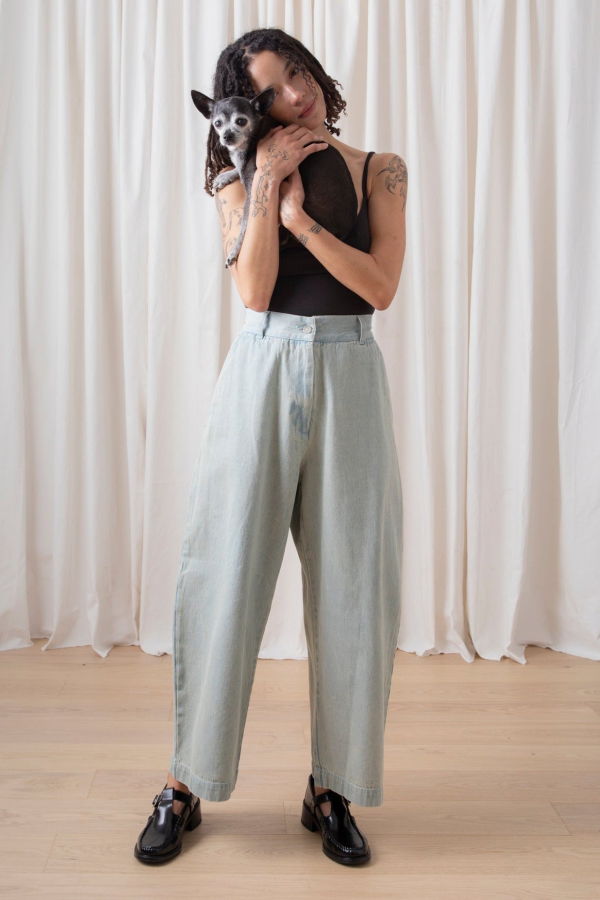 Ali Golden Loose Barrel Pant - Light Denim
