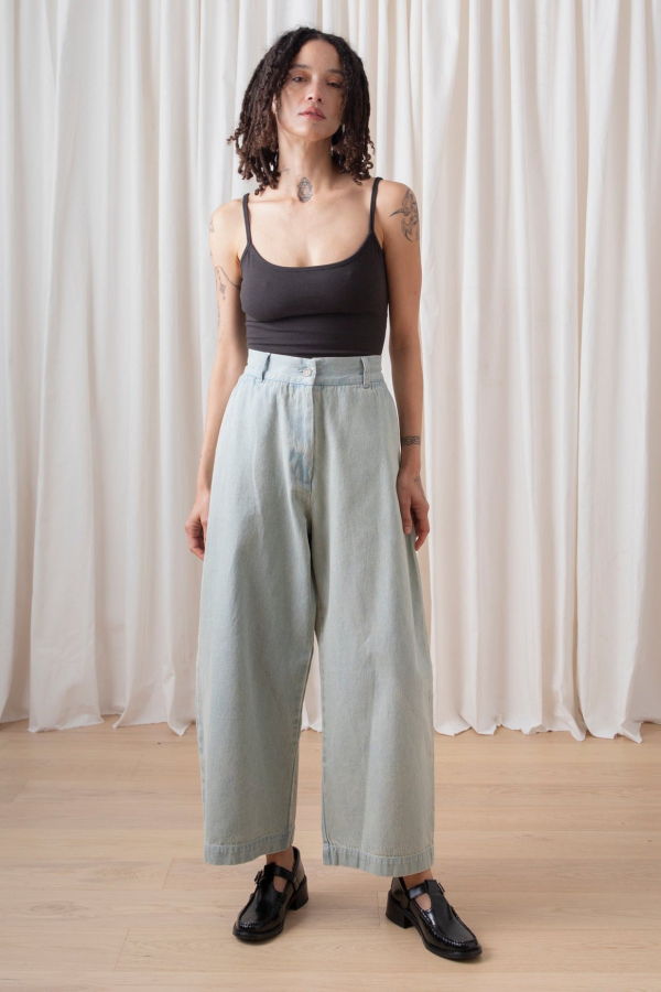Ali Golden Loose Barrel Pant - Light Denim