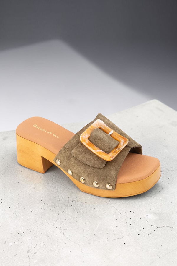 Chocolat Blu Lio Suede Sandal - Olive