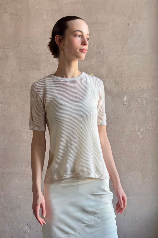TWP Short Sleeve Tee Sweater - Ivory