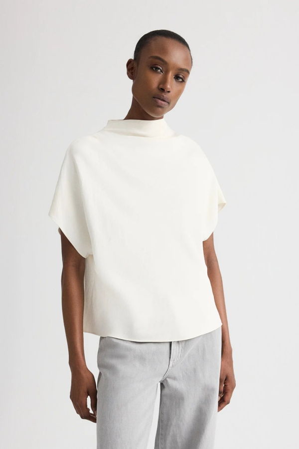 TWP Mock Neck Tee - Bone