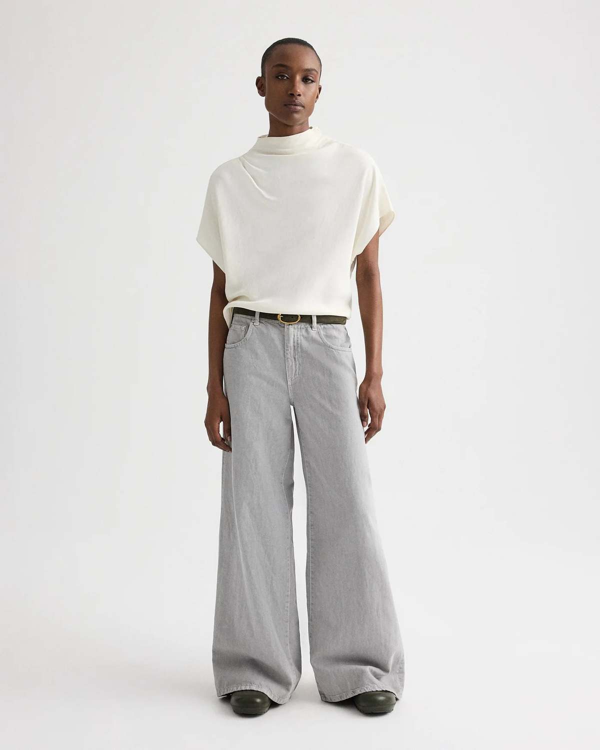 TWP Mock Neck Tee - Bone - Image 3 of 6