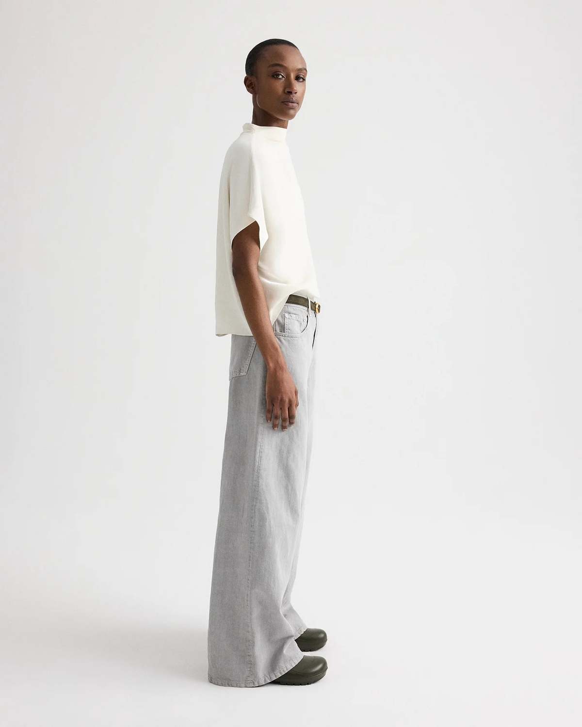 TWP Mock Neck Tee - Bone - Image 4 of 6