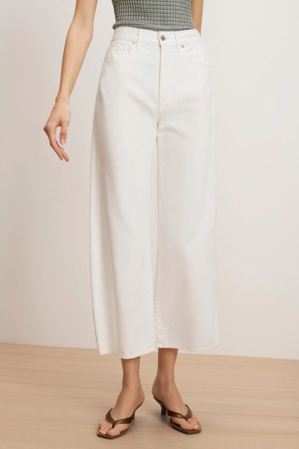 Veronica Beard Taylor Cropped Wide Leg Jean - White