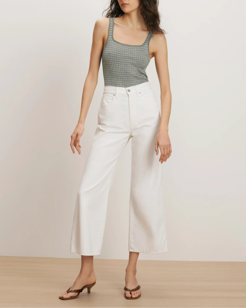 Veronica Beard Taylor Cropped Wide Leg Jean - White