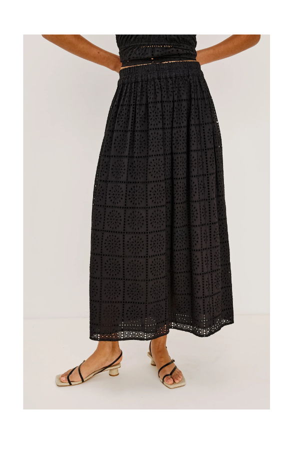 Rails Dax Skirt in Black Grid Embroidery
