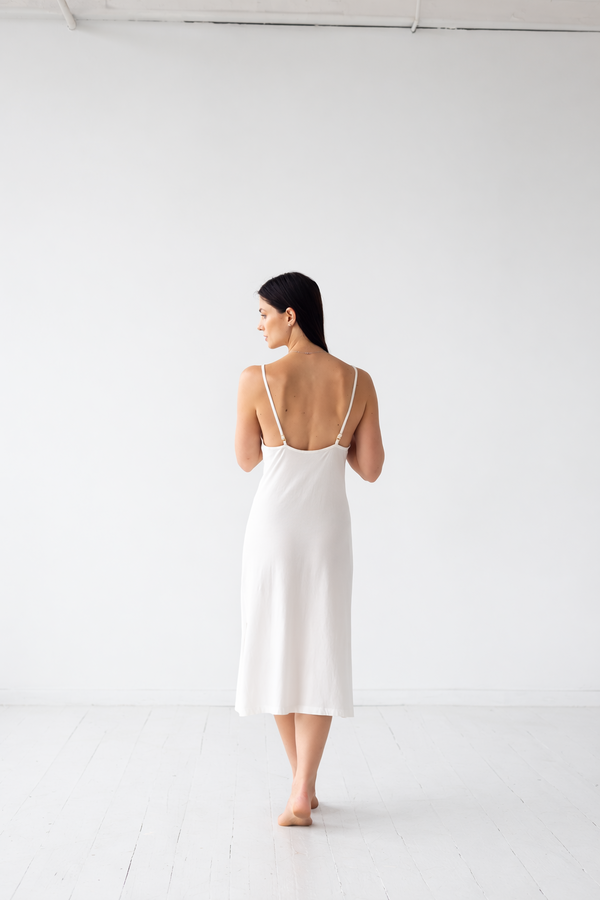 Salua Lingerie Alma Midi Chemise - Light Pink/Pink/White