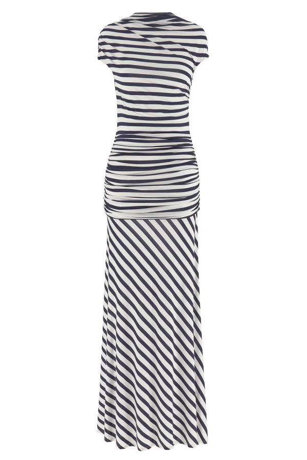 Self-Portrait Navy Stripe Jersey Maxi Dress - Blue