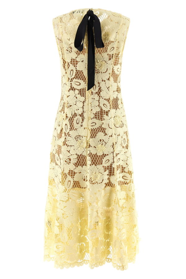 Self-Portrait Crochet Lace Midi Dress - Yellow