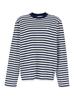 Ami Alexandre Mattiussi Quota Long Sleeve Boxy Fit Mariniere Tee with Ami de Coeur Patch - Blue - Thumbnail 1