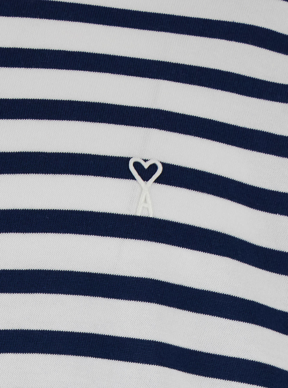 Ami Alexandre Mattiussi Quota Long Sleeve Boxy Fit Mariniere Tee with Ami de Coeur Patch - Blue - Image 3 of 3