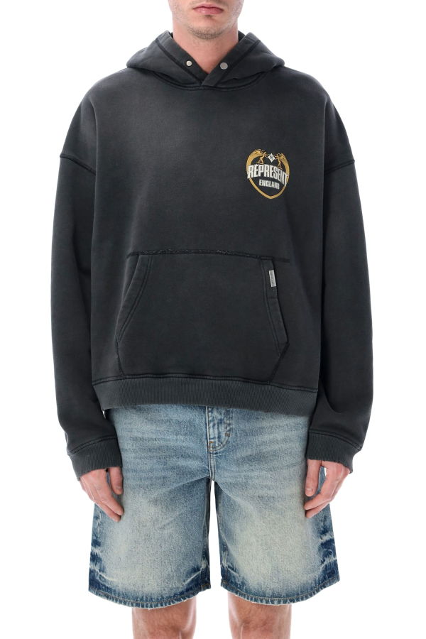 Represent Angel Border Hoodie - Stained Black