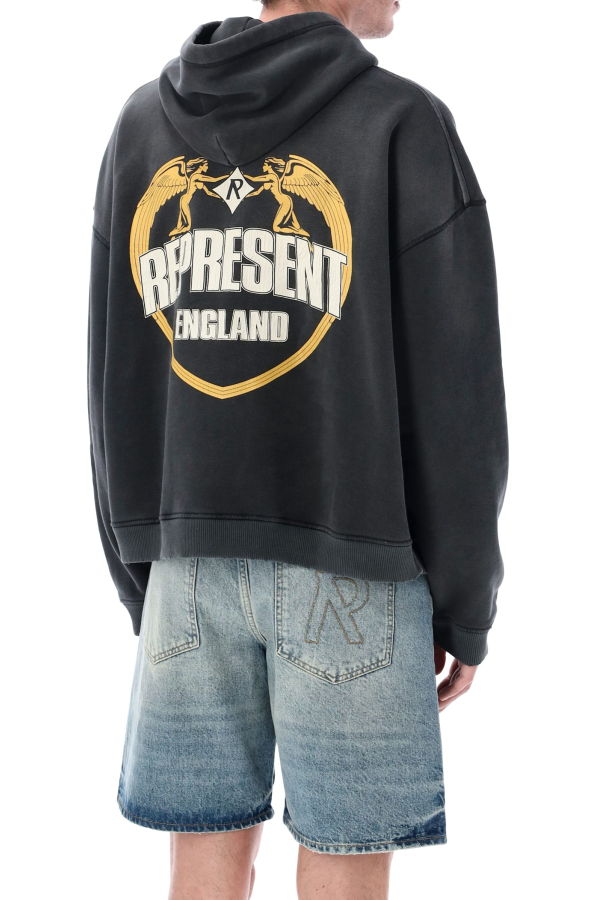 Represent Angel Border Hoodie - Stained Black