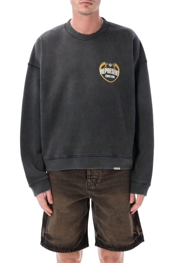 Represent Angel Border Sweatshirt - Stained Black