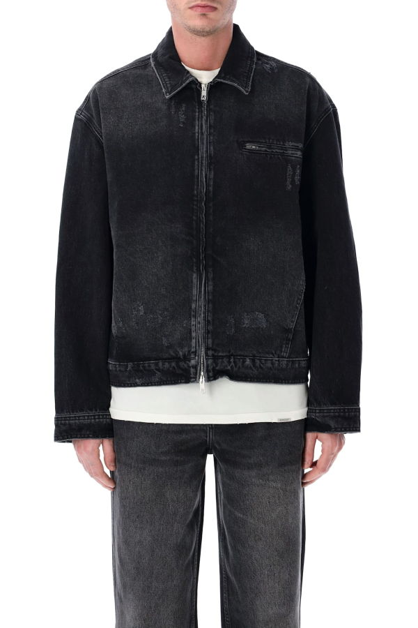 Represent Collared Denim Jacket - Aged Black