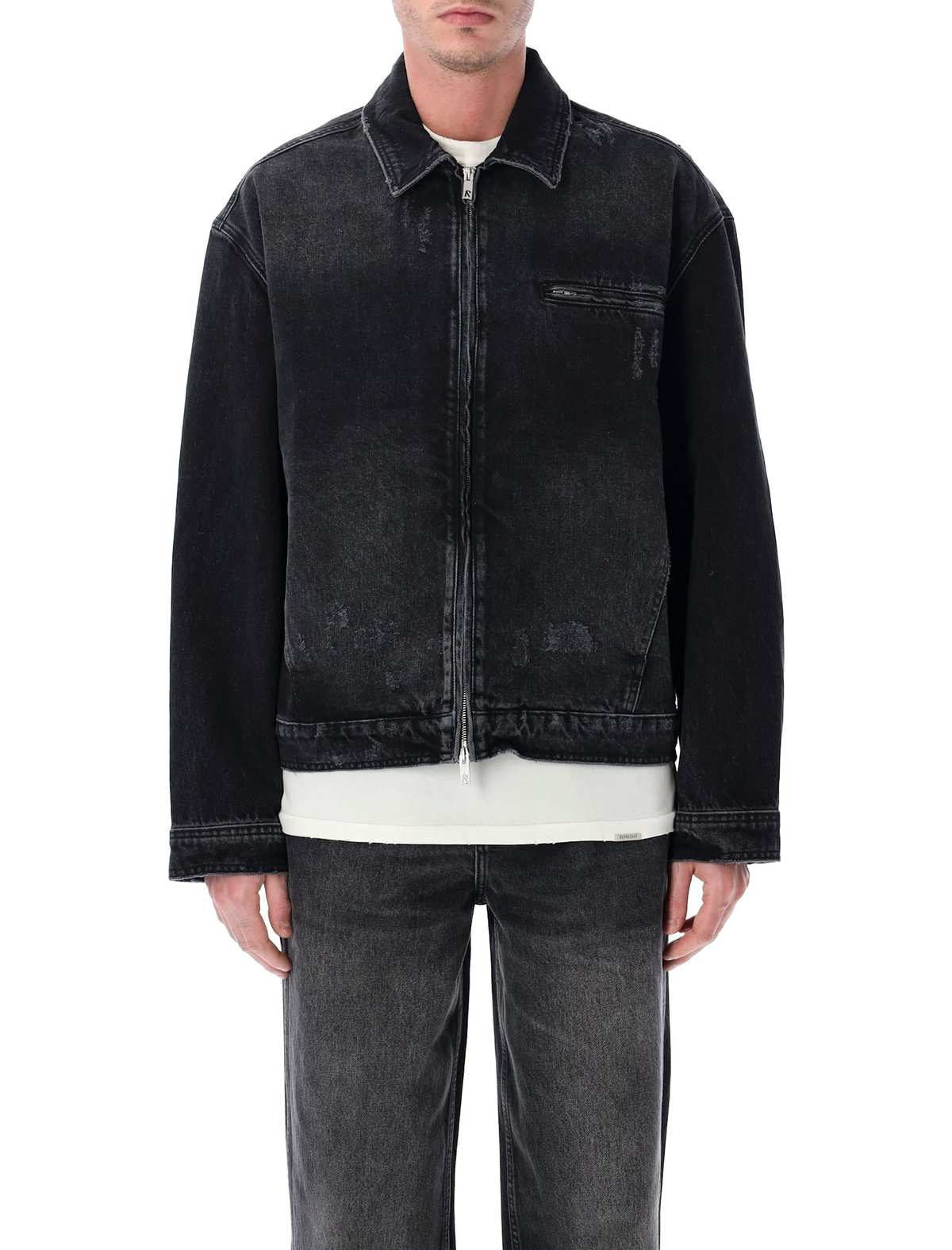 Represent Collared Denim Jacket - Aged Black - Image 1 of 3