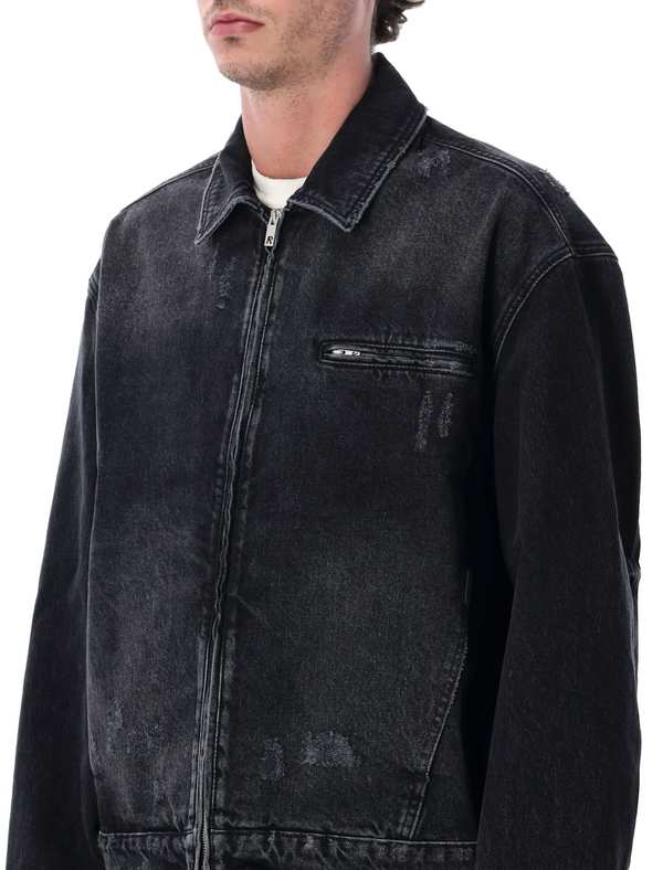 Represent Collared Denim Jacket - Aged Black