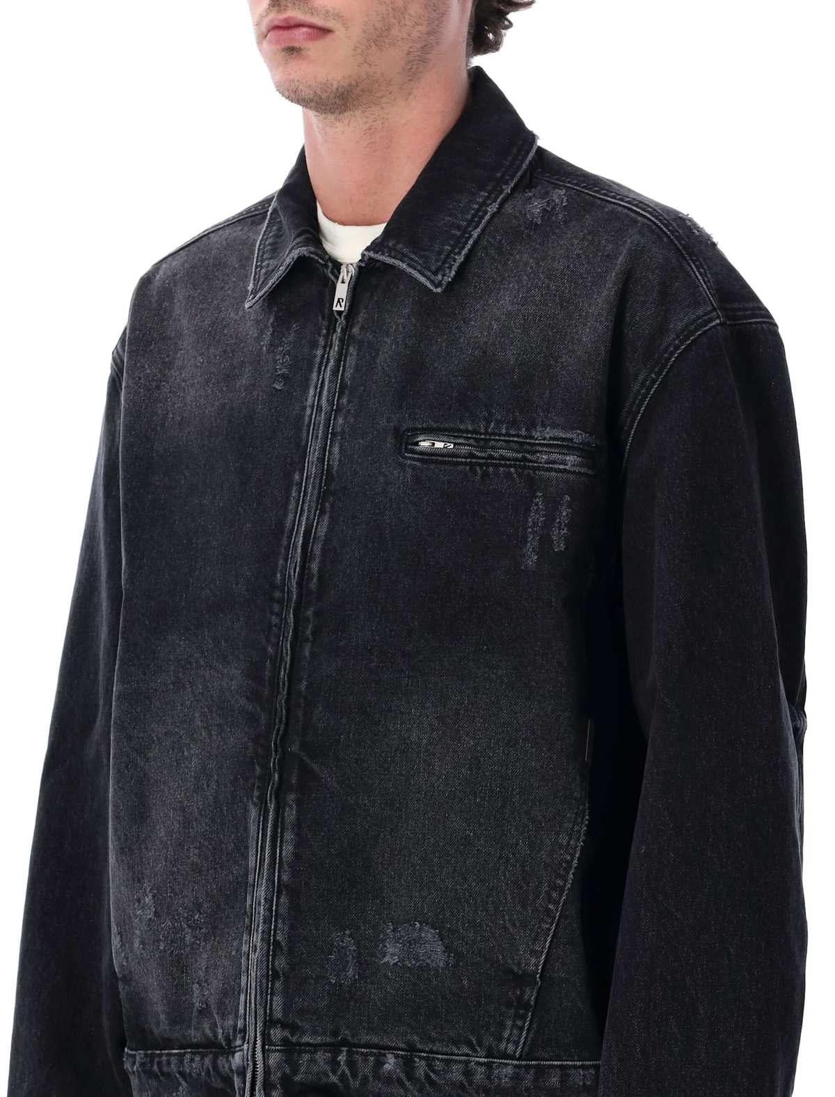 Represent Collared Denim Jacket - Aged Black - Image 3 of 3